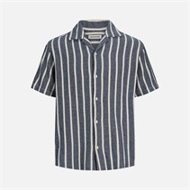 JACK & JONES Mens Coba Stripe Short Sleeve Shirt Ocean Cavern