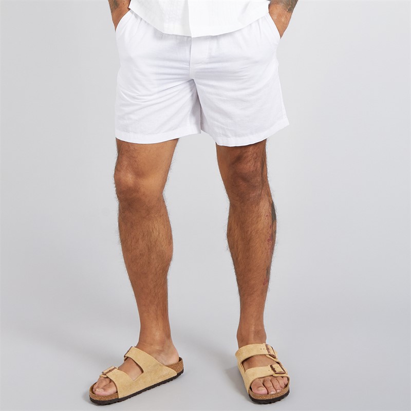 JACK & JONES Mens Jaiden Linen Blend Shorts White