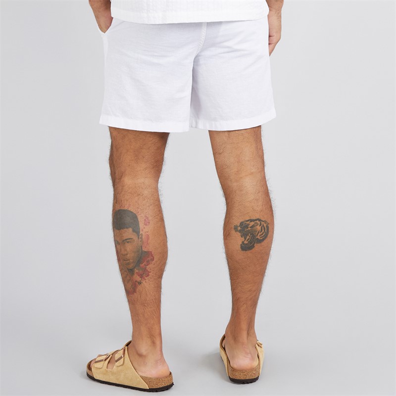 JACK & JONES Mens Jaiden Linen Blend Shorts White