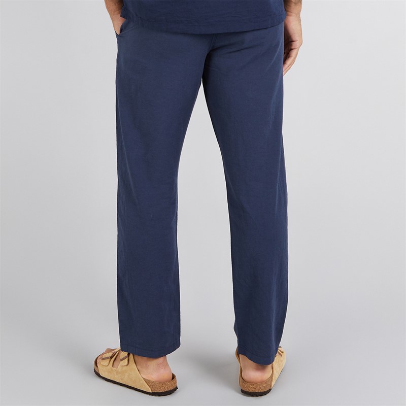 JACK & JONES Mens Kane Paros Linen Blend Trousers Navy Blazer