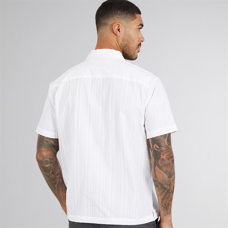 JACK & JONES Mens Eastern Seersucker Short Sleeve Shirt White