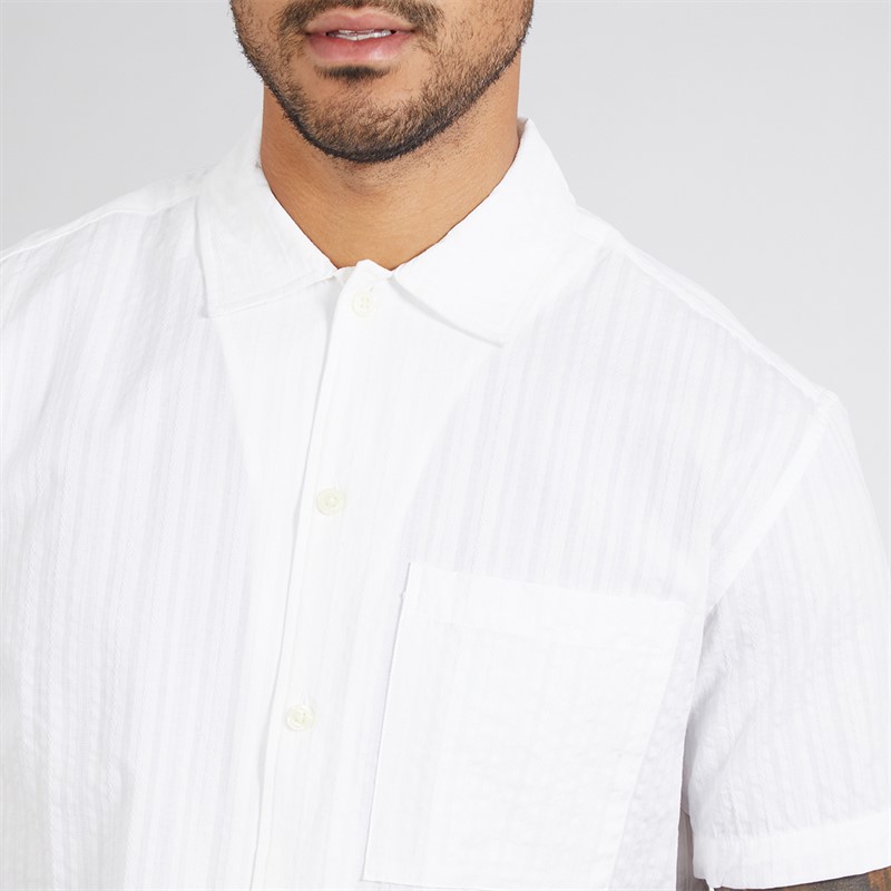 JACK & JONES Mens Eastern Seersucker Short Sleeve Shirt White