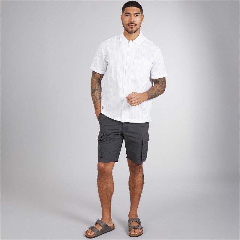 JACK & JONES Mens Eastern Seersucker Short Sleeve Shirt White