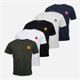 JACK & JONES Mens Brandy Five Pack T-Shirts Black/White/Duffle Bag/Navy Blazer/Glazier Grey