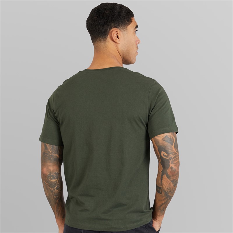 JACK & JONES Mens Brandy Five Pack T-Shirts Black/White/Duffle Bag/Navy Blazer/Glazier Grey