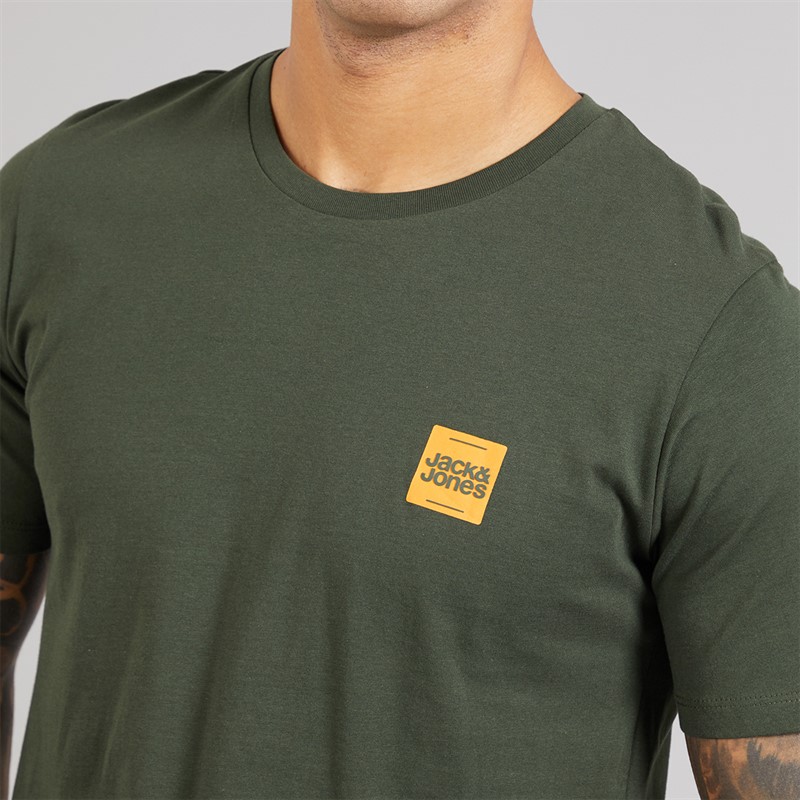 JACK & JONES Mens Brandy Five Pack T-Shirts Black/White/Duffle Bag/Navy Blazer/Glazier Grey