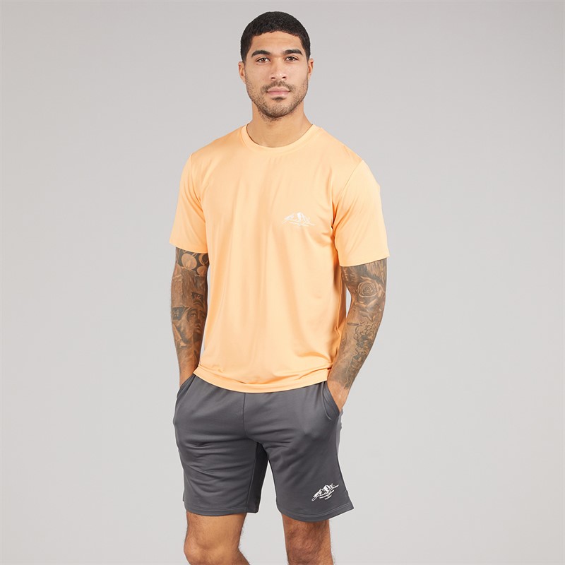 JACK & JONES Mens Mountain Tech Co-Ord Set Tee Peach Cobbler/Short Asphalt