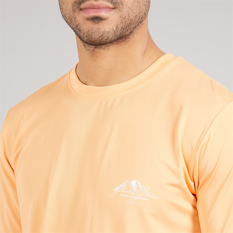 JACK & JONES Mens Mountain Tech Co-Ord Set Tee Peach Cobbler/Short Asphalt