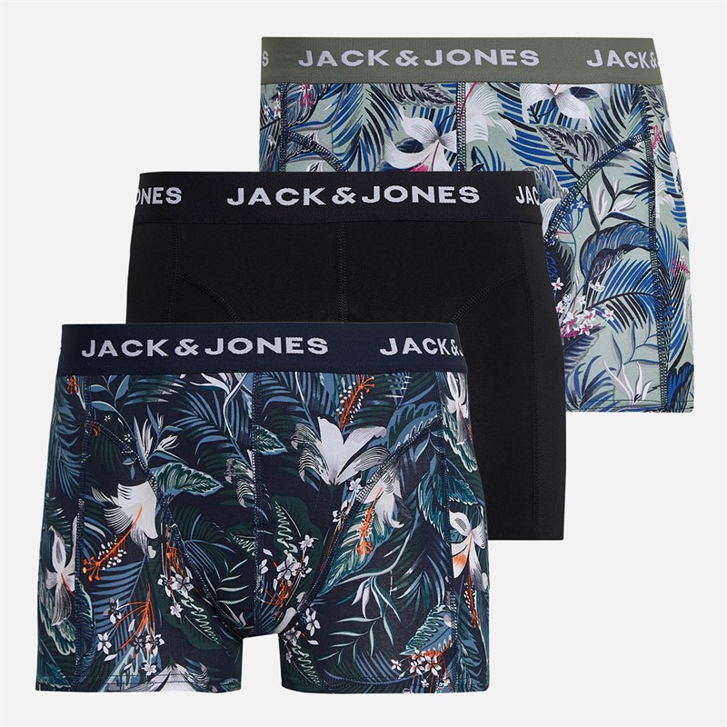 JACK & JONES Herren Brady Blumen Drei Pack Slips Sky Captain/Iceberg Green/Schwarz