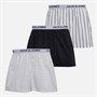 JACK & JONES Mens Betano Three Pack Woven Boxers White/White/Black