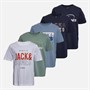 JACK & JONES Boys Casper Five Pack T-Shirts Iceberg Green
