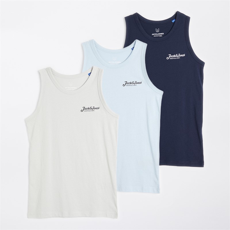 JACK & JONES Drenge Beau Tre Pak Tanktoppe Navy Blazer