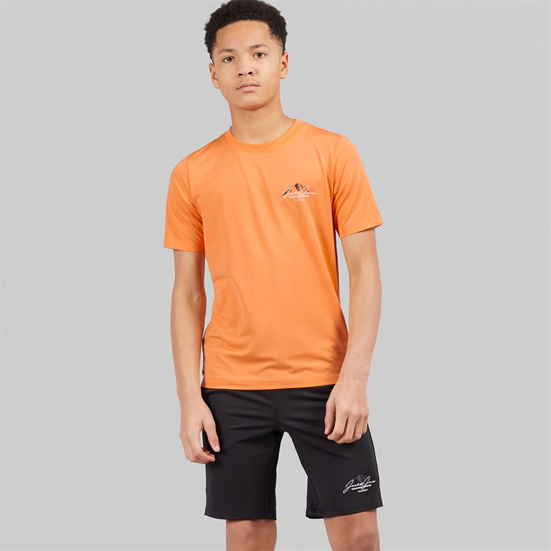 JACK & JONES Junge Mountain Tech T Shirt und Shorts Set Peach Cobbler