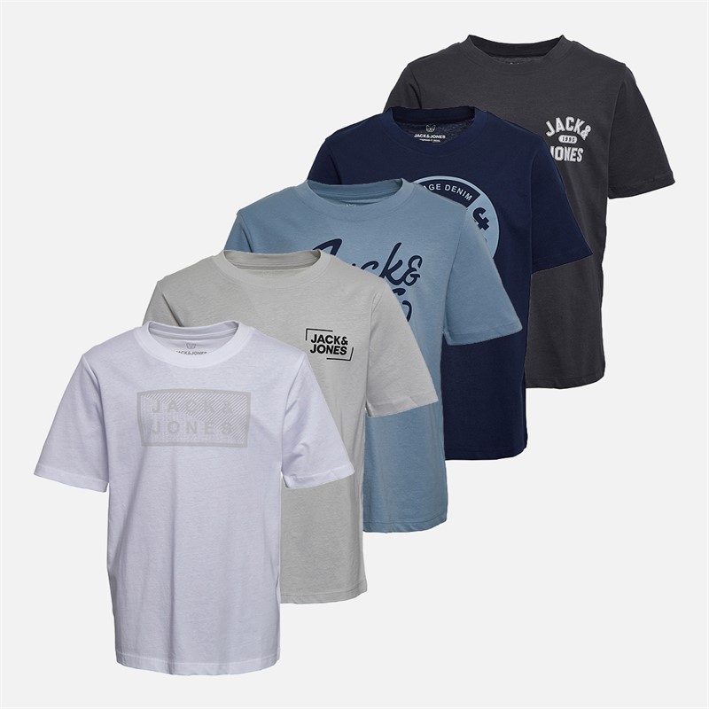JACK & JONES Junge Andrew Fünfer Pack T Shirts Schwarz