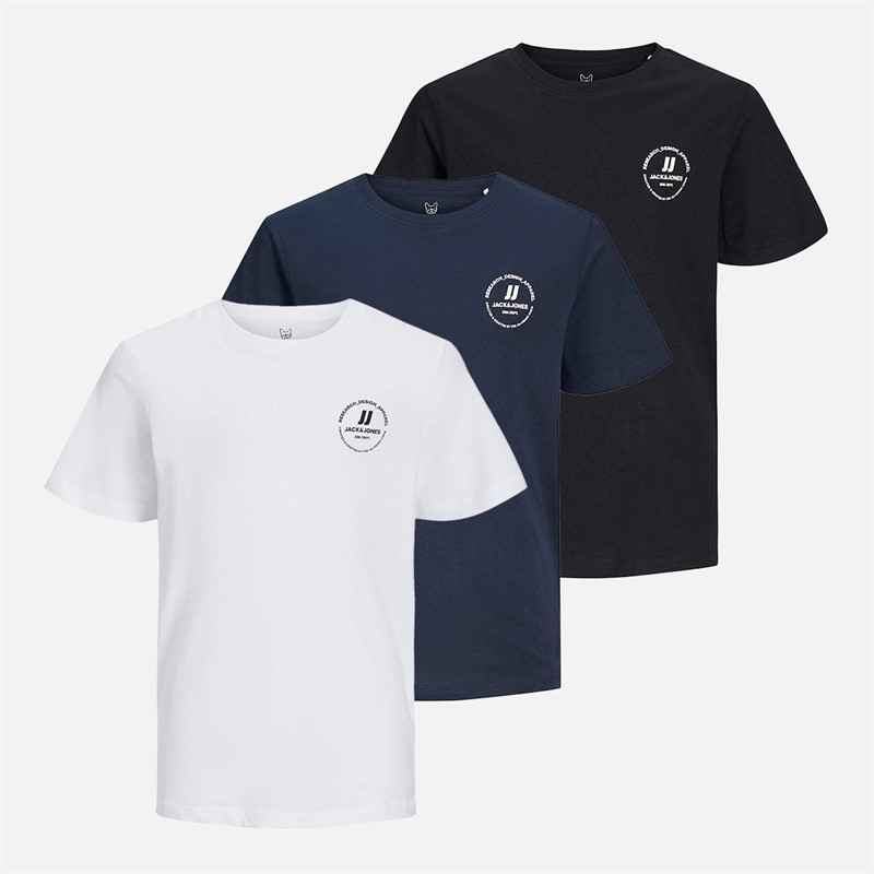 JACK & JONES Boys Swift Three Pack T-Shirts Navy Blazer