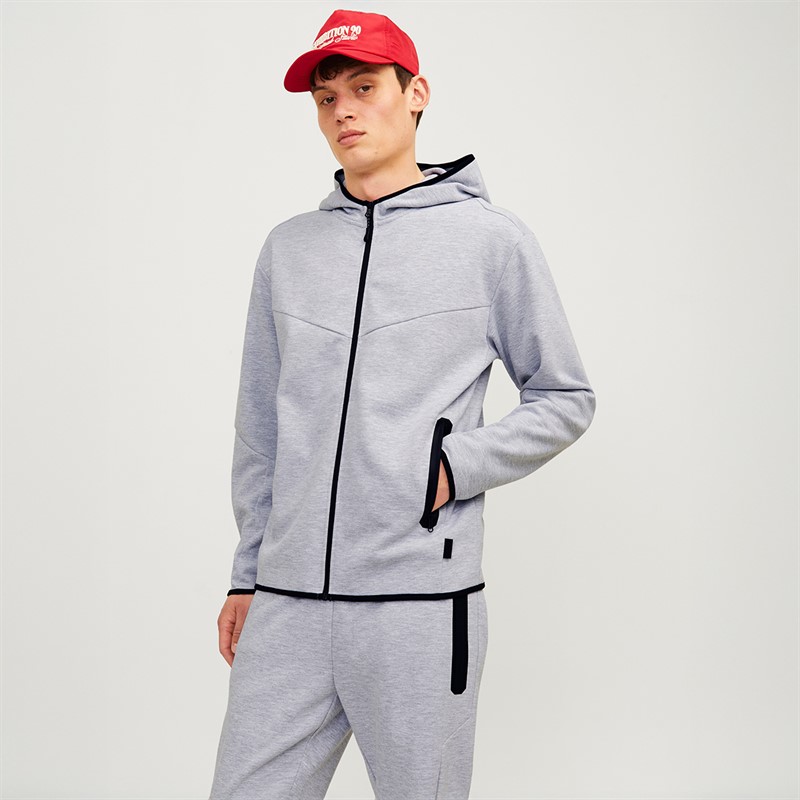 JACK & JONES Sweat à Capuche zippé Fusion Homme Light Grey Melange