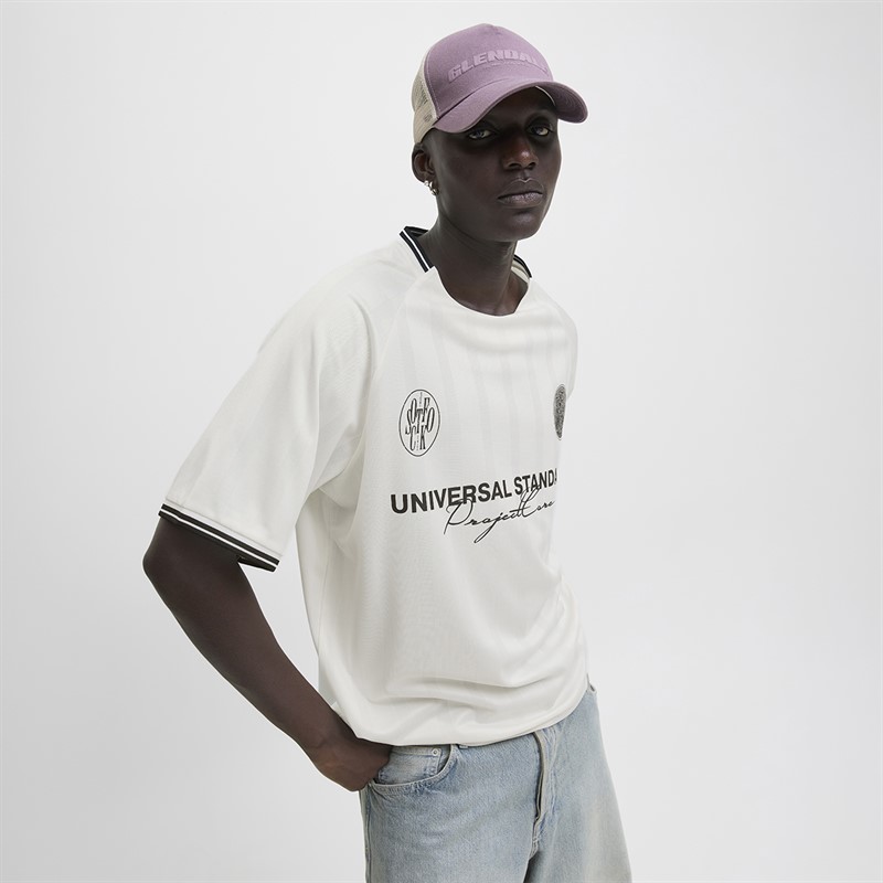 JACK & JONES Mens Cover Retro Football T-Shirt Cloud Dancer