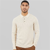 JACK & JONES Mens Cooper Knitted Long Sleeve Polo Shirt Silver Lining Twist