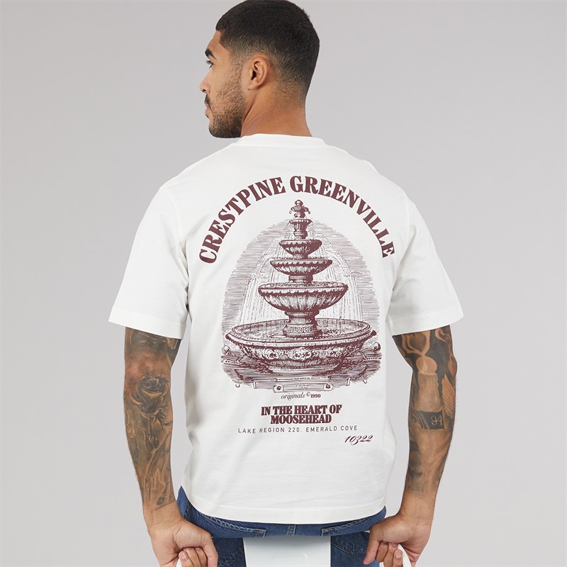 JACK & JONES Mens Maine Back Print T-Shirt Cloud Dancer