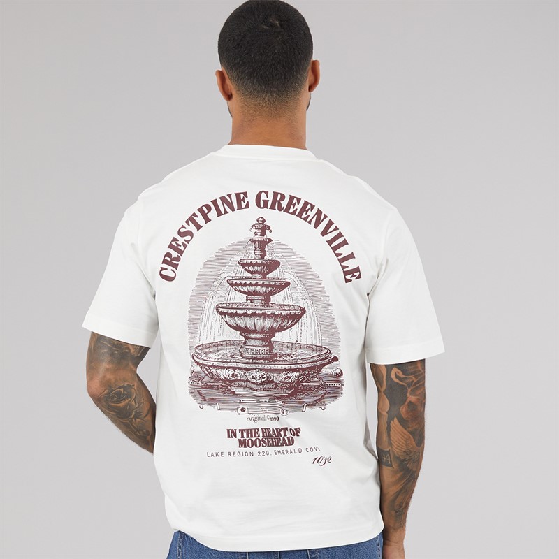 JACK & JONES Mens Maine Back Print T-Shirt Cloud Dancer
