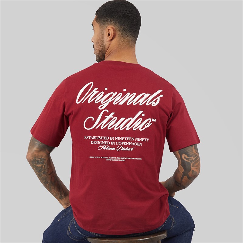 JACK & JONES Mens Norrebro T-Shirt Tibetan Red