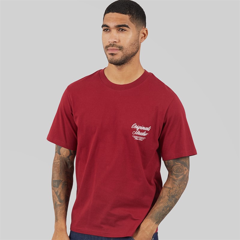 JACK & JONES Mens Norrebro T-Shirt Tibetan Red