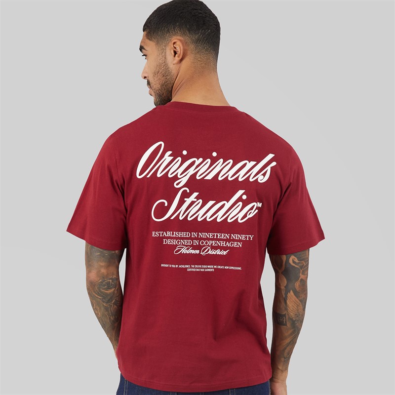 JACK & JONES Mens Norrebro T-Shirt Tibetan Red