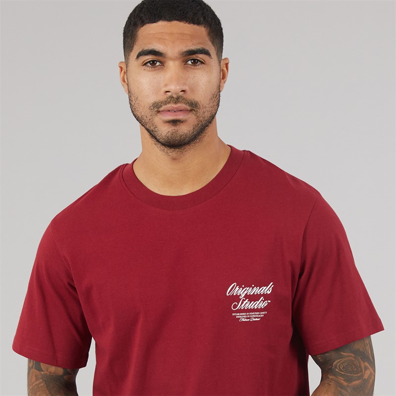 JACK & JONES Mens Norrebro T-Shirt Tibetan Red