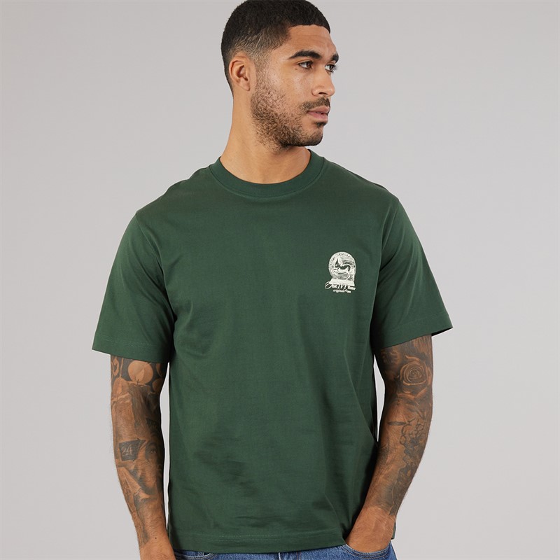 JACK & JONES Mens Maine Back Print T-Shirt Sycamore