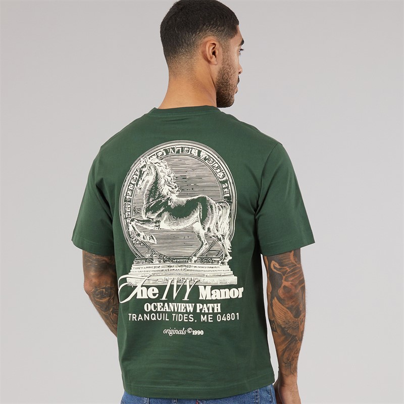 JACK & JONES Mens Maine Back Print T-Shirt Sycamore