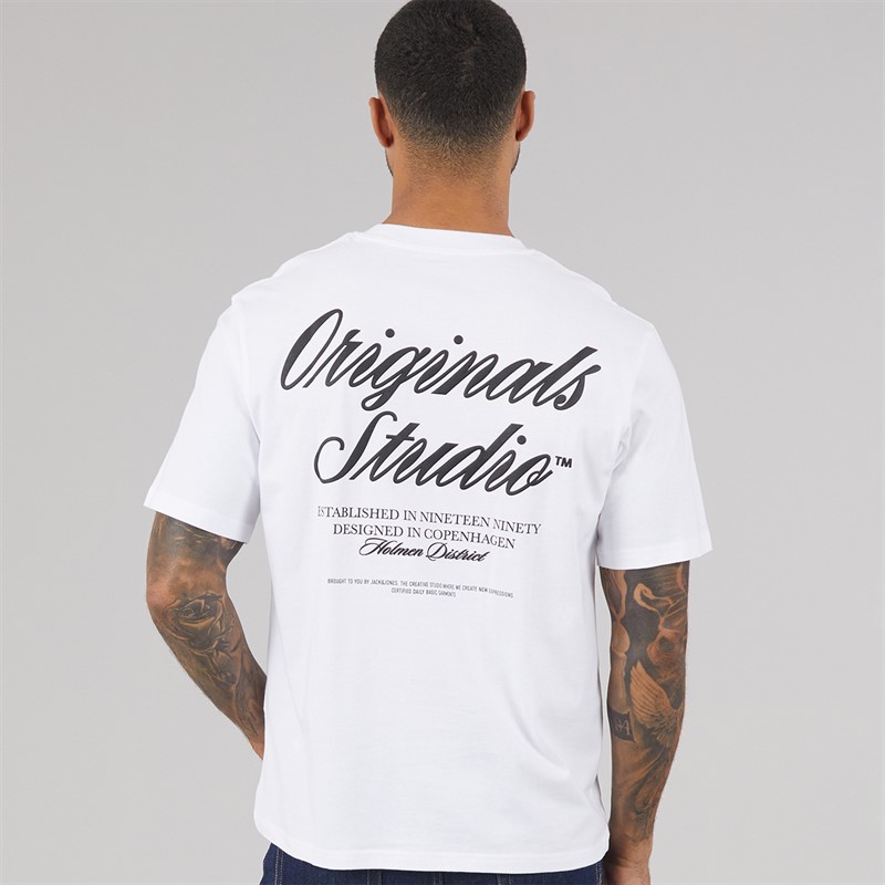 JACK & JONES Mens Norrebro T-Shirt Bright White