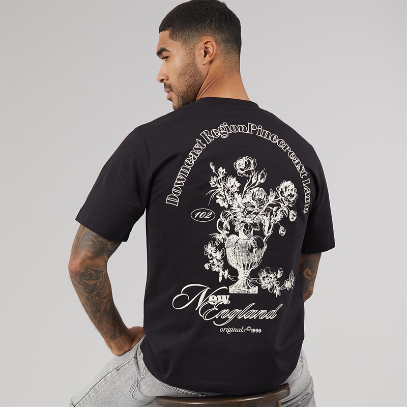 JACK & JONES Mens Maine Back Print T-Shirt Black