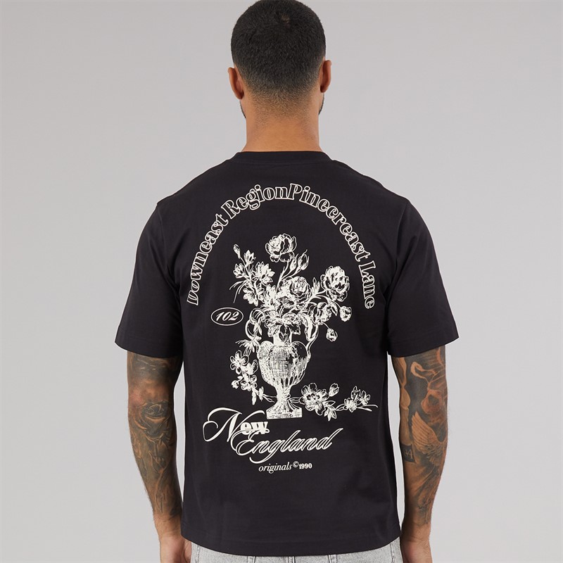 JACK & JONES Mens Maine Back Print T-Shirt Black