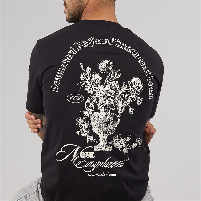 JACK & JONES Mens Maine Back Print T-Shirt Black