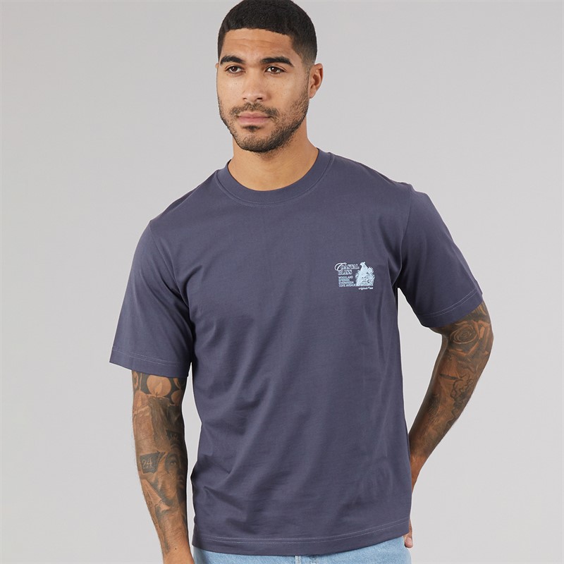 JACK & JONES Mens Maine Back Print T-Shirt Odyssey Grey
