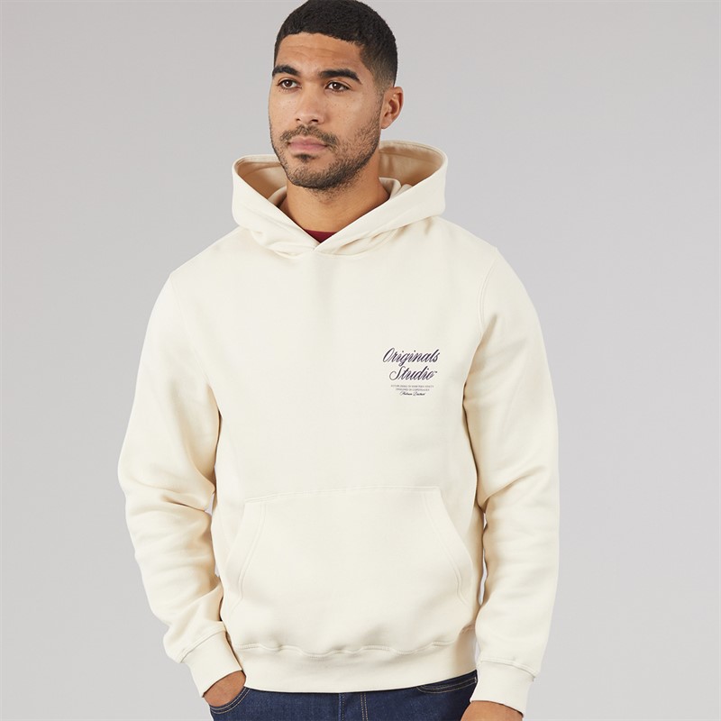 JACK & JONES Mens Norrebro Hoodie Antique White