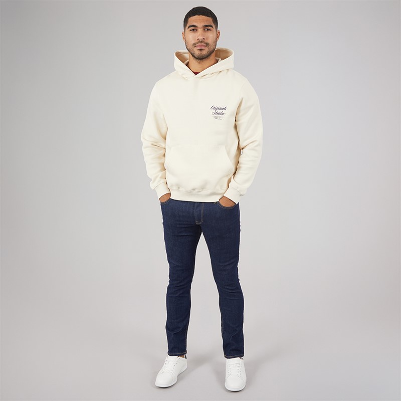 JACK & JONES Mens Norrebro Hoodie Antique White