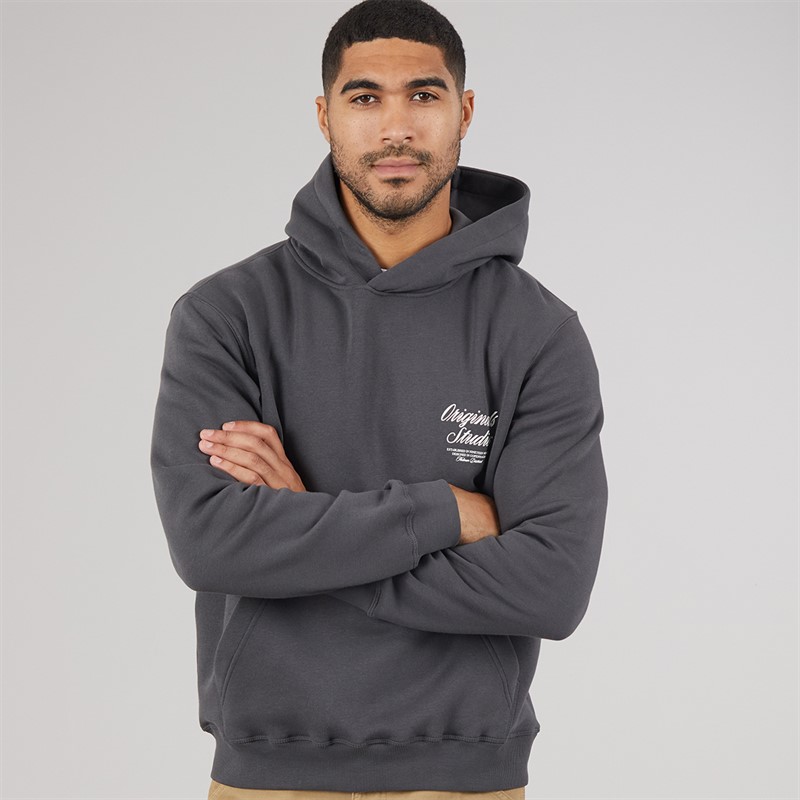 JACK & JONES Mens Norrebro Hoodie Asphalt