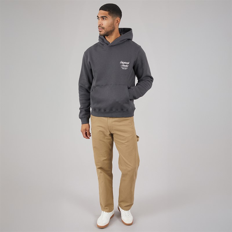 JACK & JONES Mens Norrebro Hoodie Asphalt