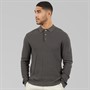JACK & JONES Mens Cooper Knitted Long Sleeve Polo Shirt Volcanic Ash