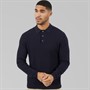JACK & JONES Mens Cooper Knitted Long Sleeve Polo Shirt Night Sky