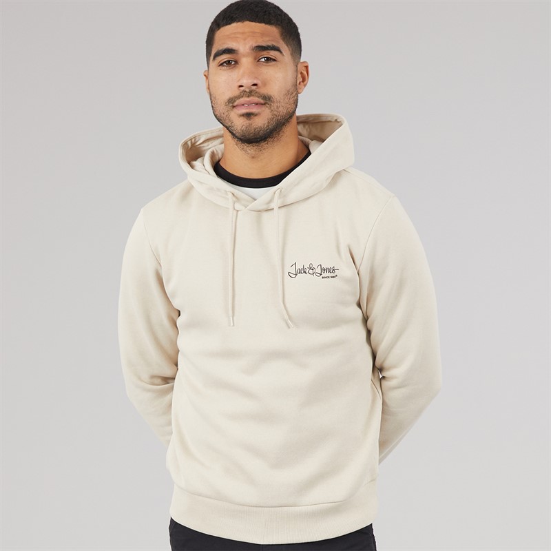 JACK & JONES Mens Yuki Front Hoodie Moonbeam