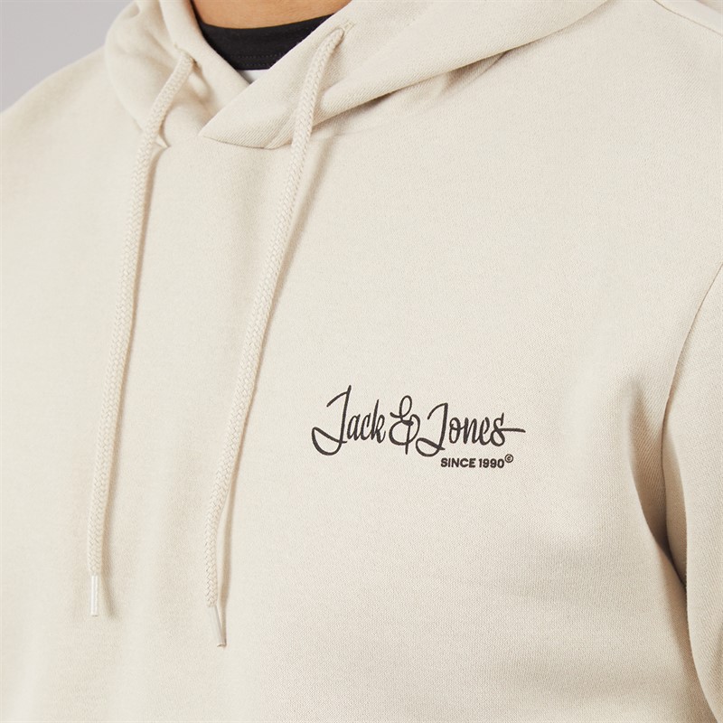 JACK & JONES Mens Yuki Front Hoodie Moonbeam