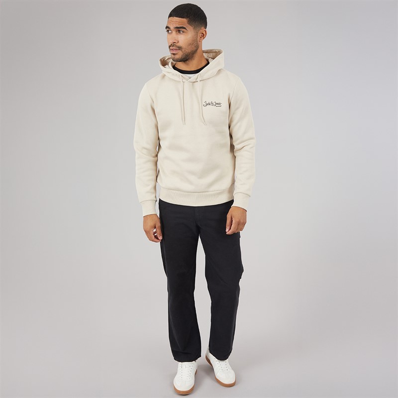 JACK & JONES Mens Yuki Front Hoodie Moonbeam
