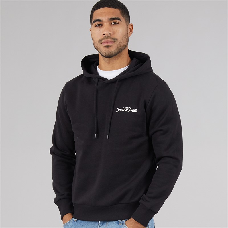 JACK & JONES Mens Yuki Front Hoodie Black