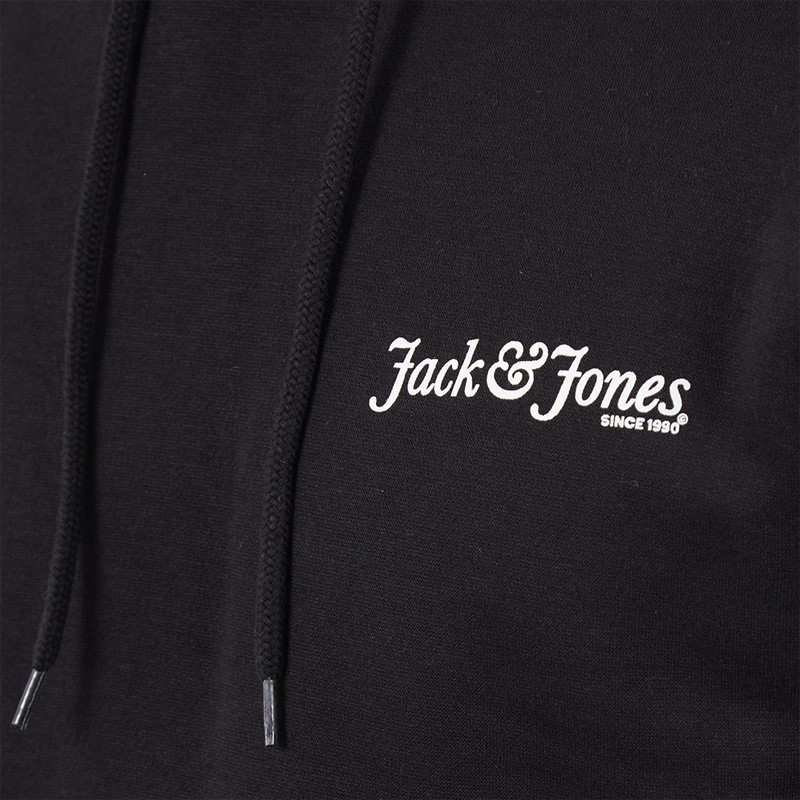 JACK & JONES Mens Yuki Front Hoodie Black
