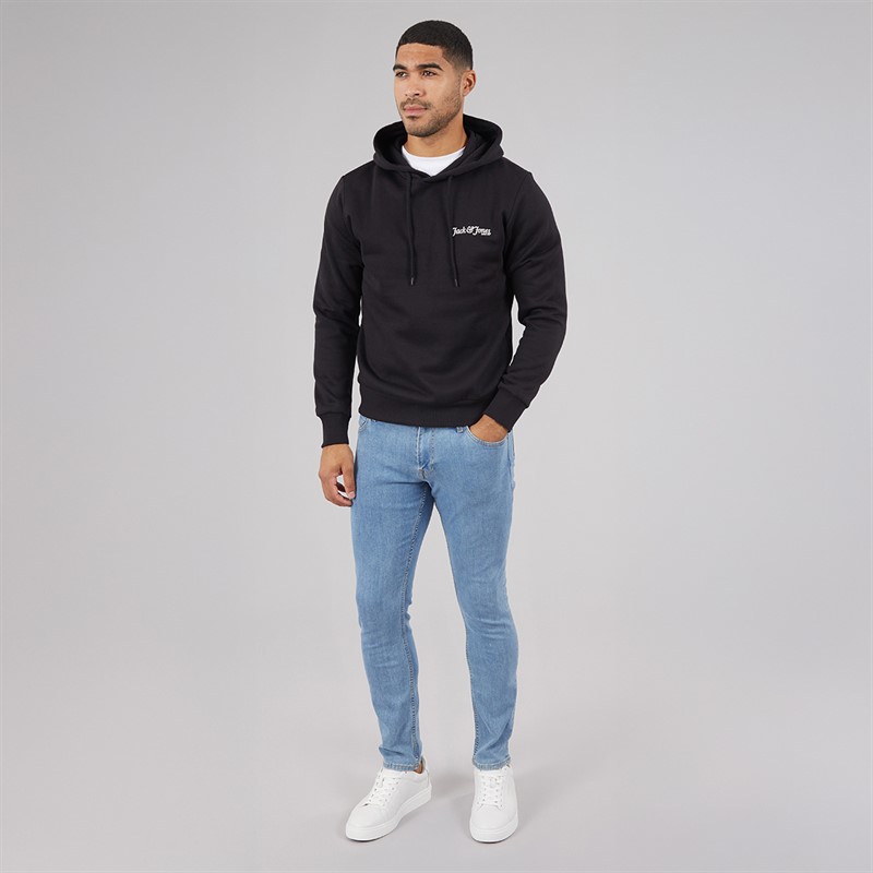 JACK & JONES Mens Yuki Front Hoodie Black