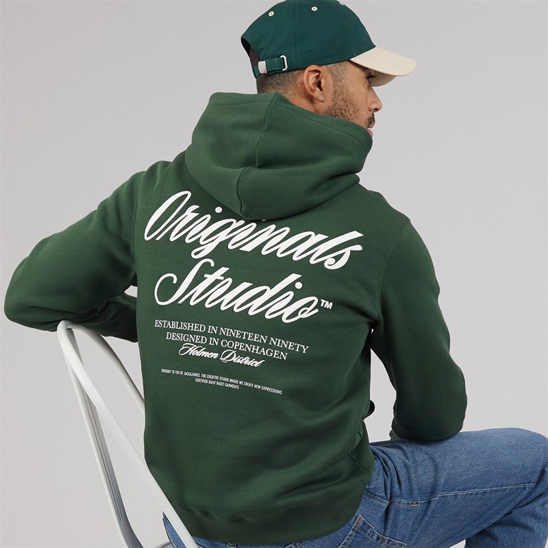 JACK & JONES Mens Norrebro Hoodie Sycamore