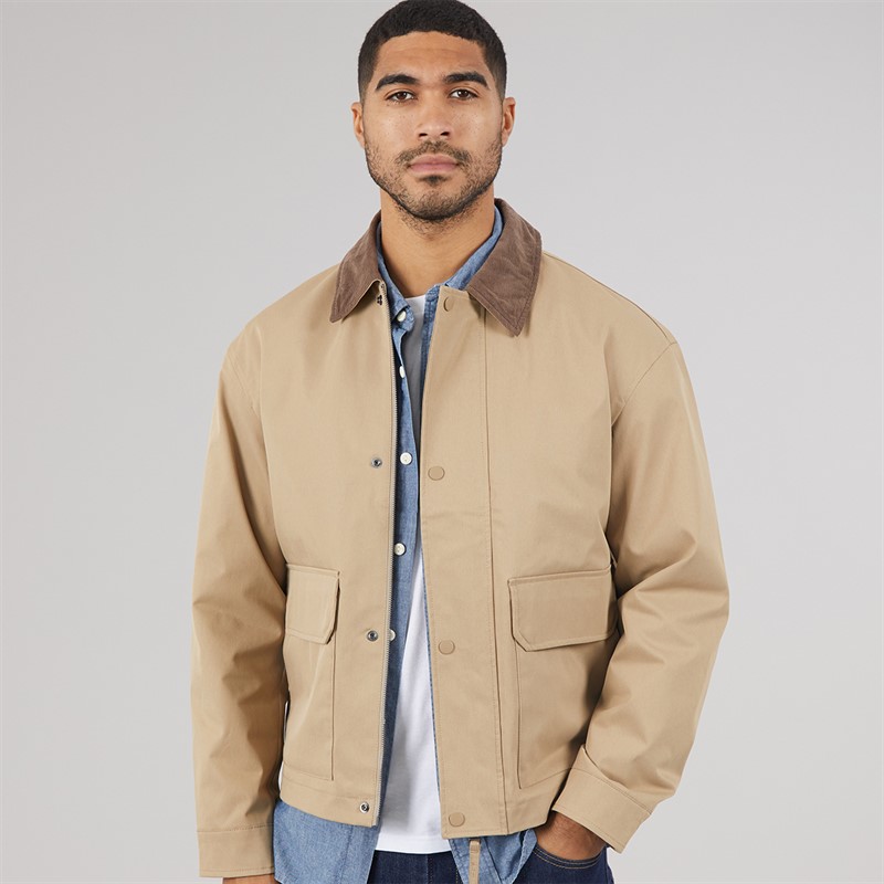 JACK & JONES Mens River Utility Coat Weathered Teak