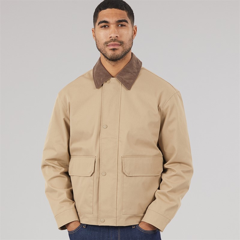 JACK & JONES Mens River Utility Coat Weathered Teak